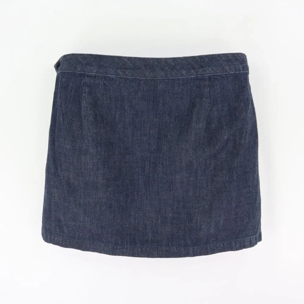 Old Navy Short Pleated Jean Skirt Womens Size 10 Blue Dark‎ Wash Denim Pockets